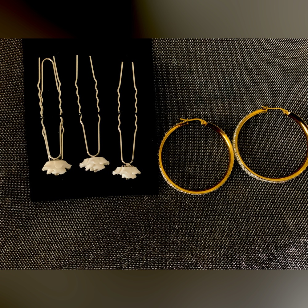 Earrings , Hoops , Flower Hair Accessories, Preppy , Formal
